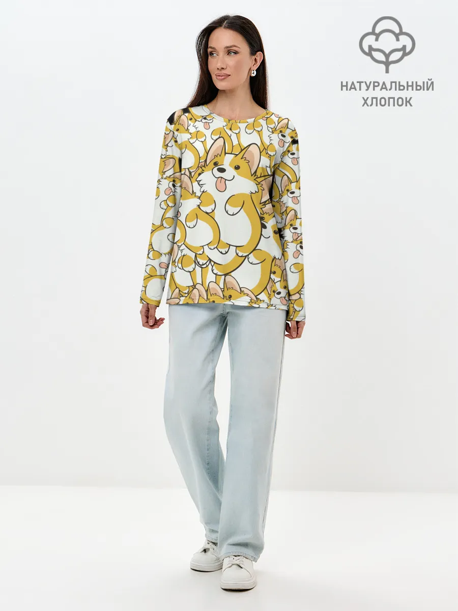 Лонгслив женский. Хлопок / Корги