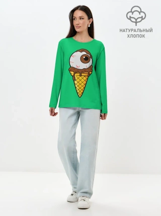 Лонгслив женский. Хлопок / Мороженое с глазом