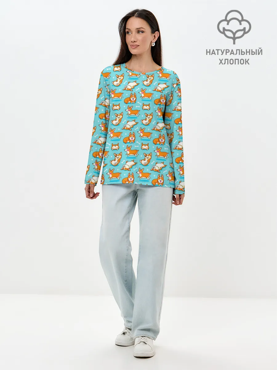 Лонгслив женский. Хлопок / Корги