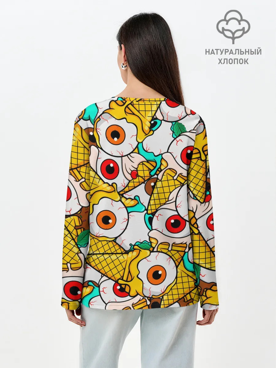 Лонгслив женский. Хлопок / Морожки с глазами