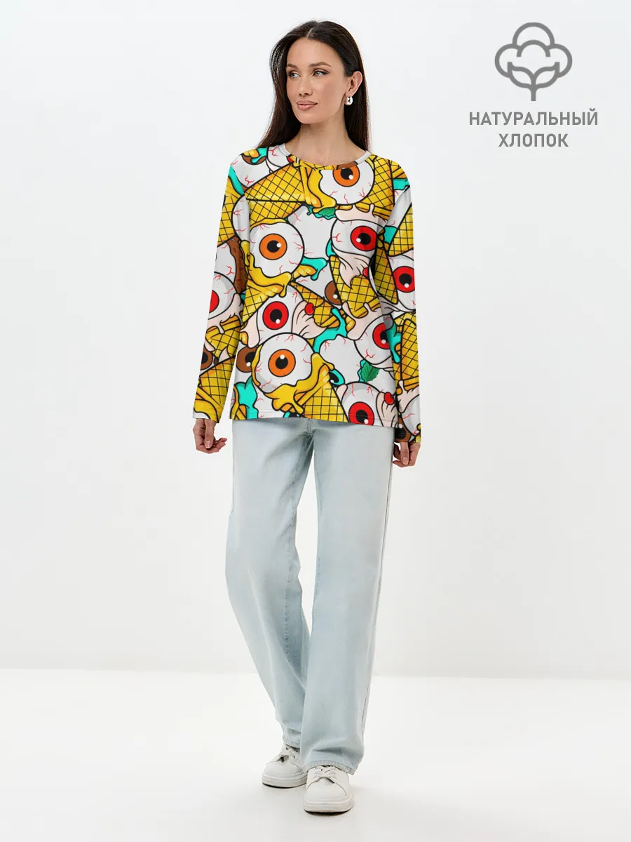 Лонгслив женский. Хлопок / Морожки с глазами