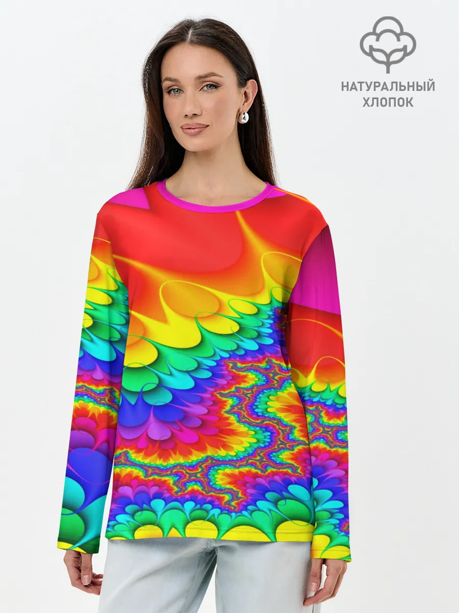 Лонгслив женский. Хлопок / TIE-DYE