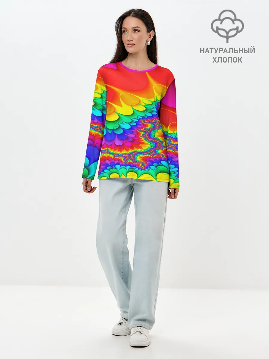 Лонгслив женский. Хлопок / TIE-DYE