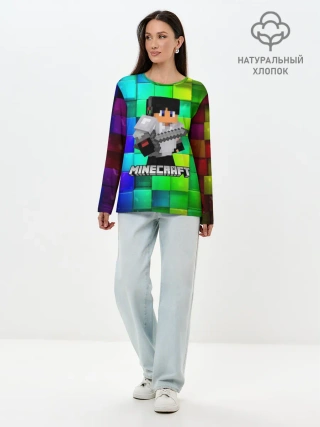 Лонгслив женский. Хлопок / Minecraft / Майнкрафт