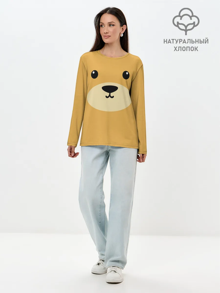 Лонгслив женский. Хлопок / Мишка