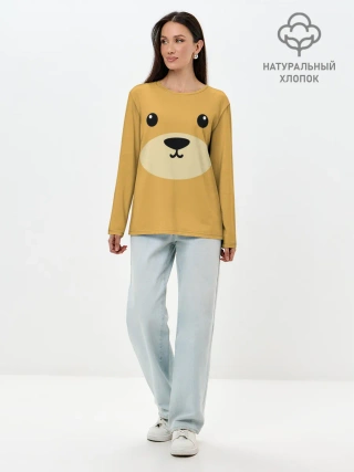 Лонгслив женский. Хлопок / Мишка