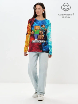 Лонгслив женский. Хлопок / Minecraft / Майнкрафт