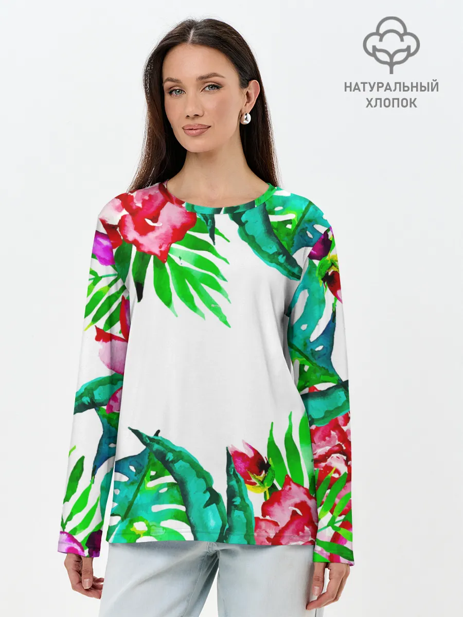 Лонгслив женский. Хлопок / Тропика