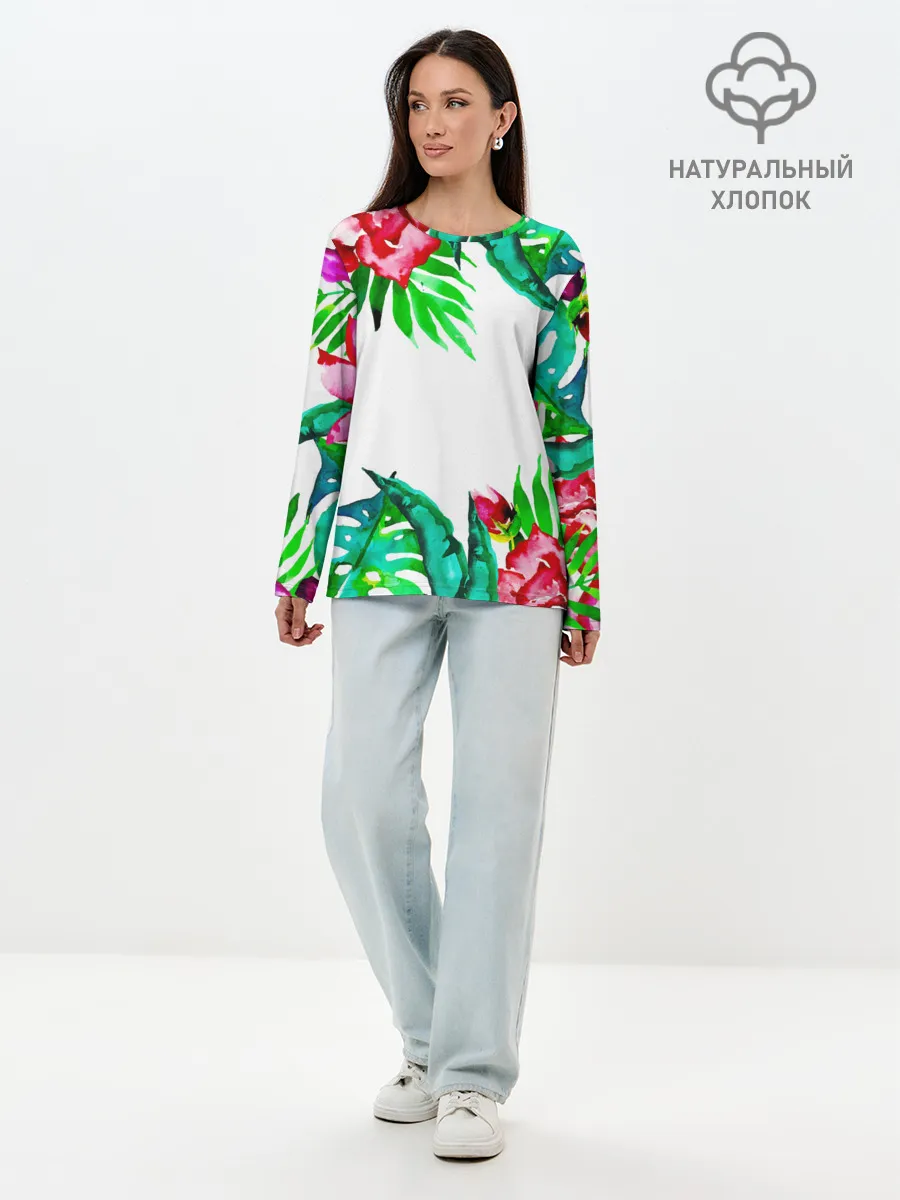 Лонгслив женский. Хлопок / Тропика