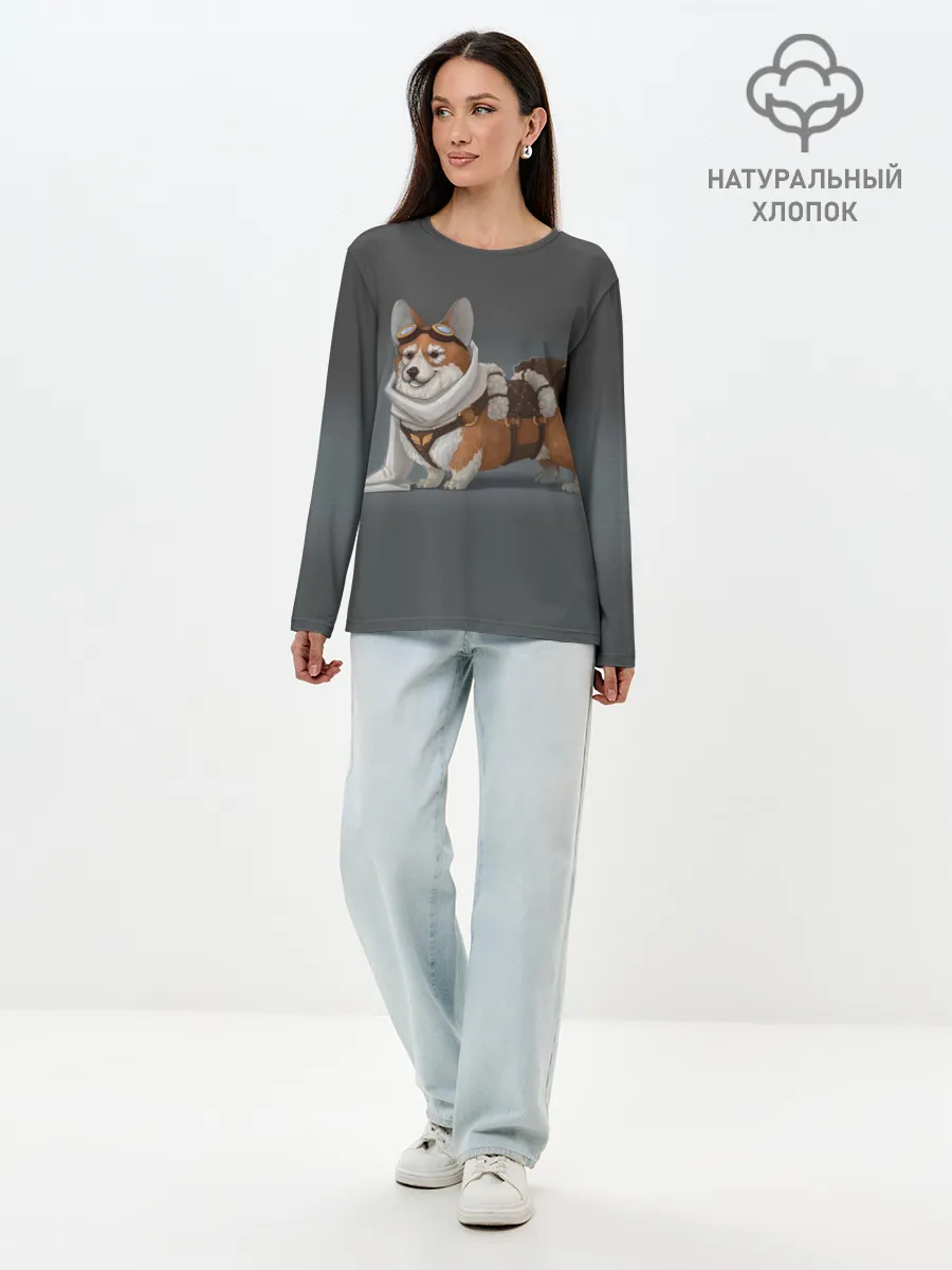 Лонгслив женский. Хлопок / КОРГИ ПИЛОТ
