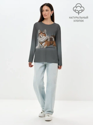 Лонгслив женский. Хлопок / КОРГИ ПИЛОТ