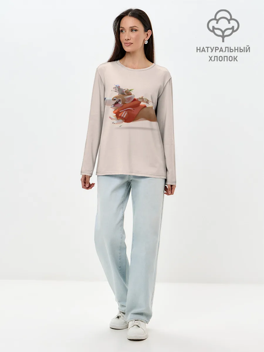 Лонгслив женский. Хлопок / КОРГИ И МЫШАТА