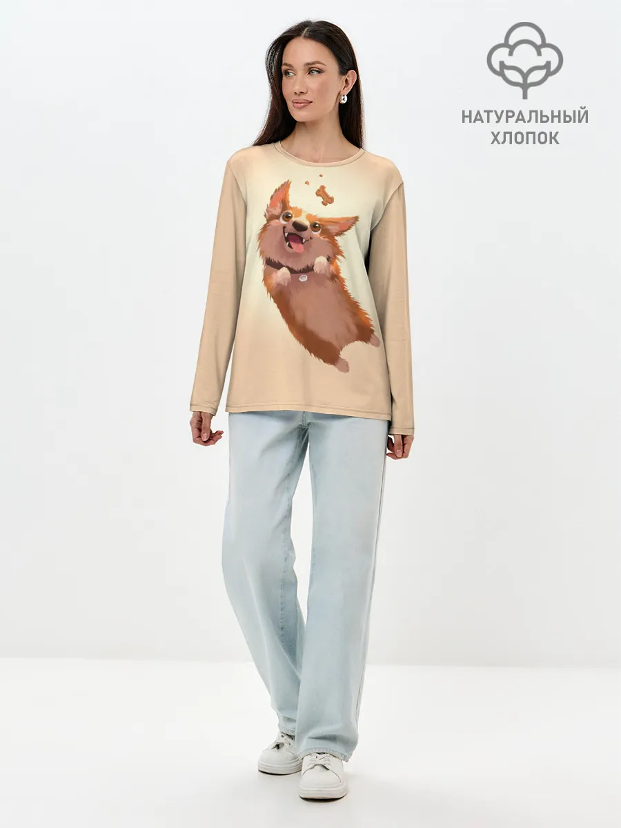 Лонгслив женский. Хлопок / КОРГИ