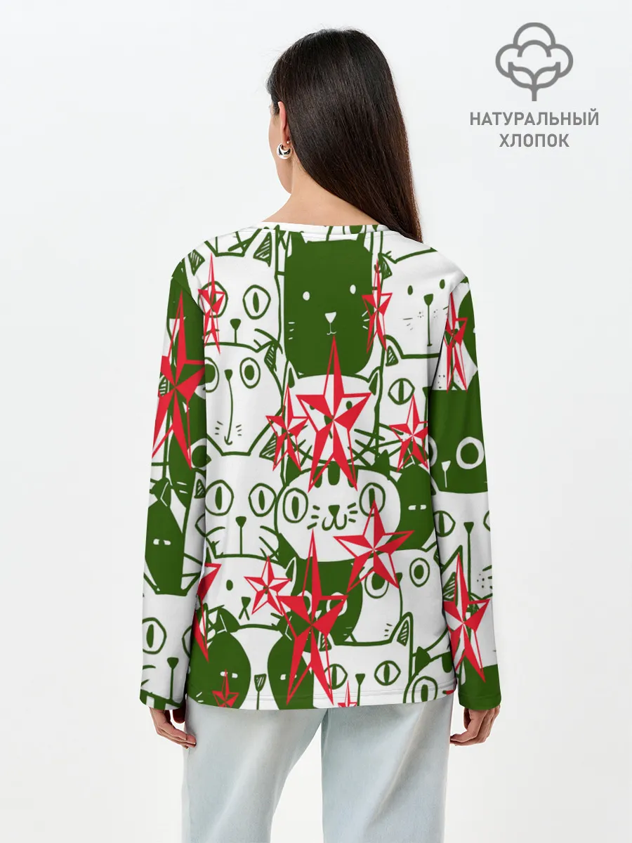 Лонгслив женский. Хлопок / КИСЫ