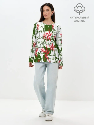 Лонгслив женский. Хлопок / КИСЫ