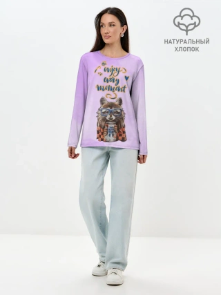 Лонгслив женский. Хлопок / Енот