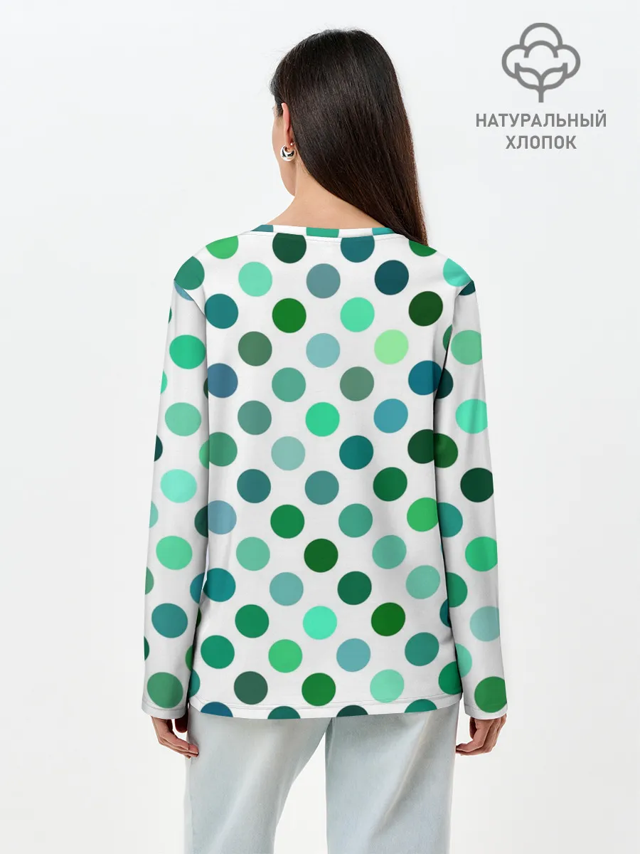 Лонгслив женский. Хлопок / Горох
