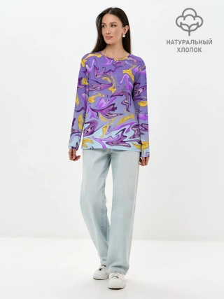 Лонгслив женский. Хлопок / Абстракция