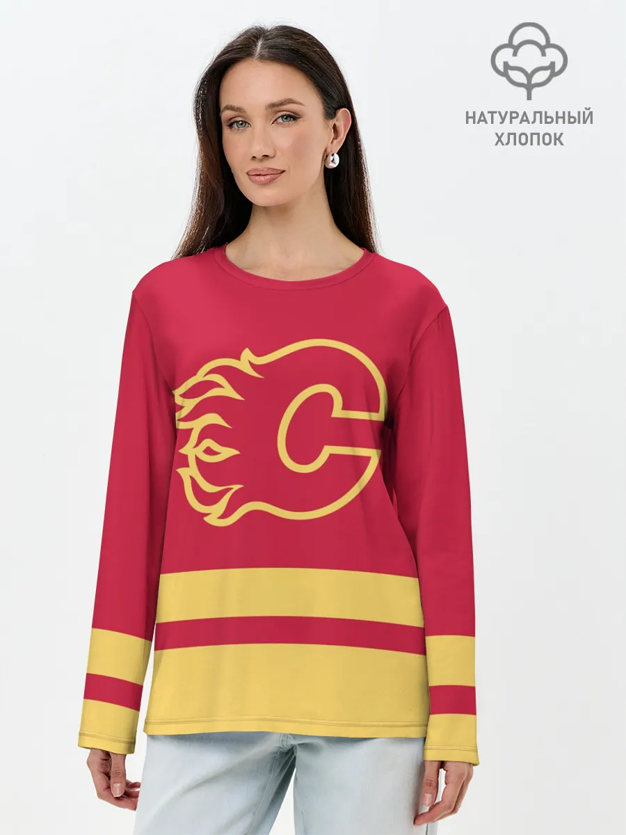Лонгслив женский. Хлопок / Калгари Флэймз
