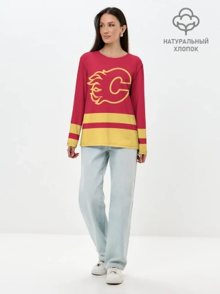 Лонгслив женский. Хлопок / Калгари Флэймз