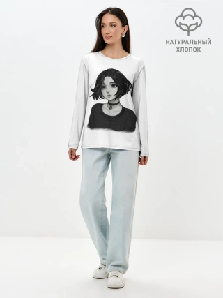 Лонгслив женский. Хлопок / Девушка Думер