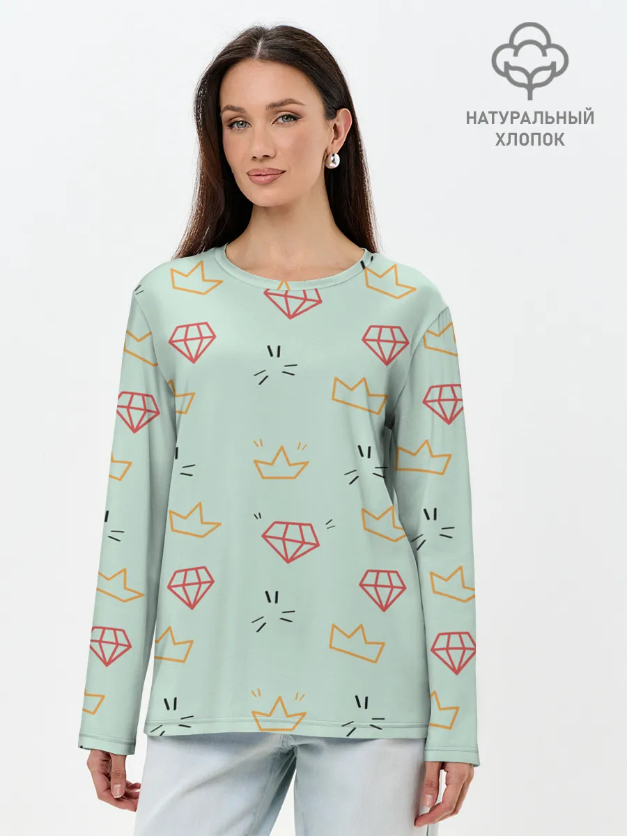 Лонгслив женский. Хлопок / Алмазный арт