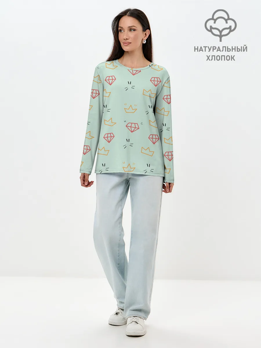 Лонгслив женский. Хлопок / Алмазный арт