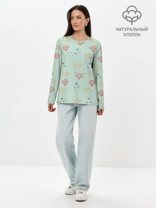 Лонгслив женский. Хлопок / Алмазный арт