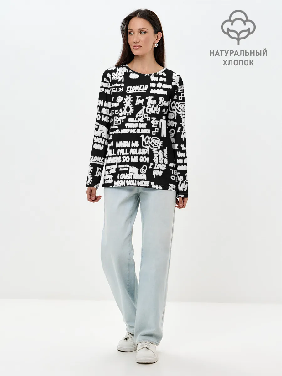 Лонгслив женский. Хлопок / BILLIE EILISH BLACK