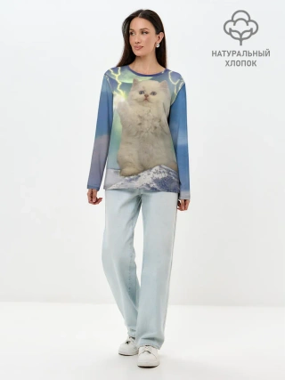 Лонгслив женский. Хлопок / Грозовой Котик