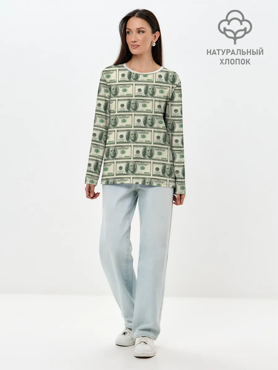 Лонгслив женский. Хлопок / Денежная тема