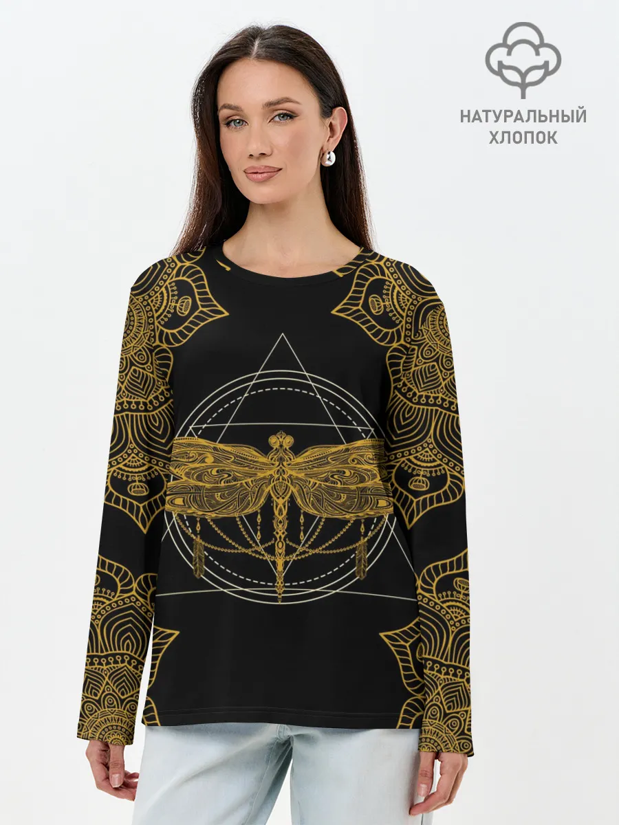 Лонгслив женский. Хлопок / Golden dragonfly