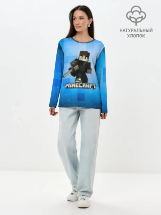 Лонгслив женский. Хлопок / Minecraft / Майнкрафт