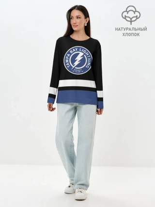 Лонгслив женский. Хлопок / Тампа-Бэй Лайтнинг