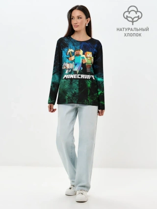 Лонгслив женский. Хлопок / Minecraft / Майнкрафт