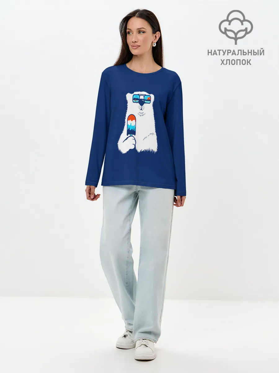 Лонгслив женский. Хлопок / Мишка