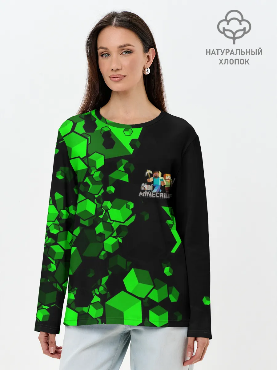 Лонгслив женский. Хлопок / MINECRAFT