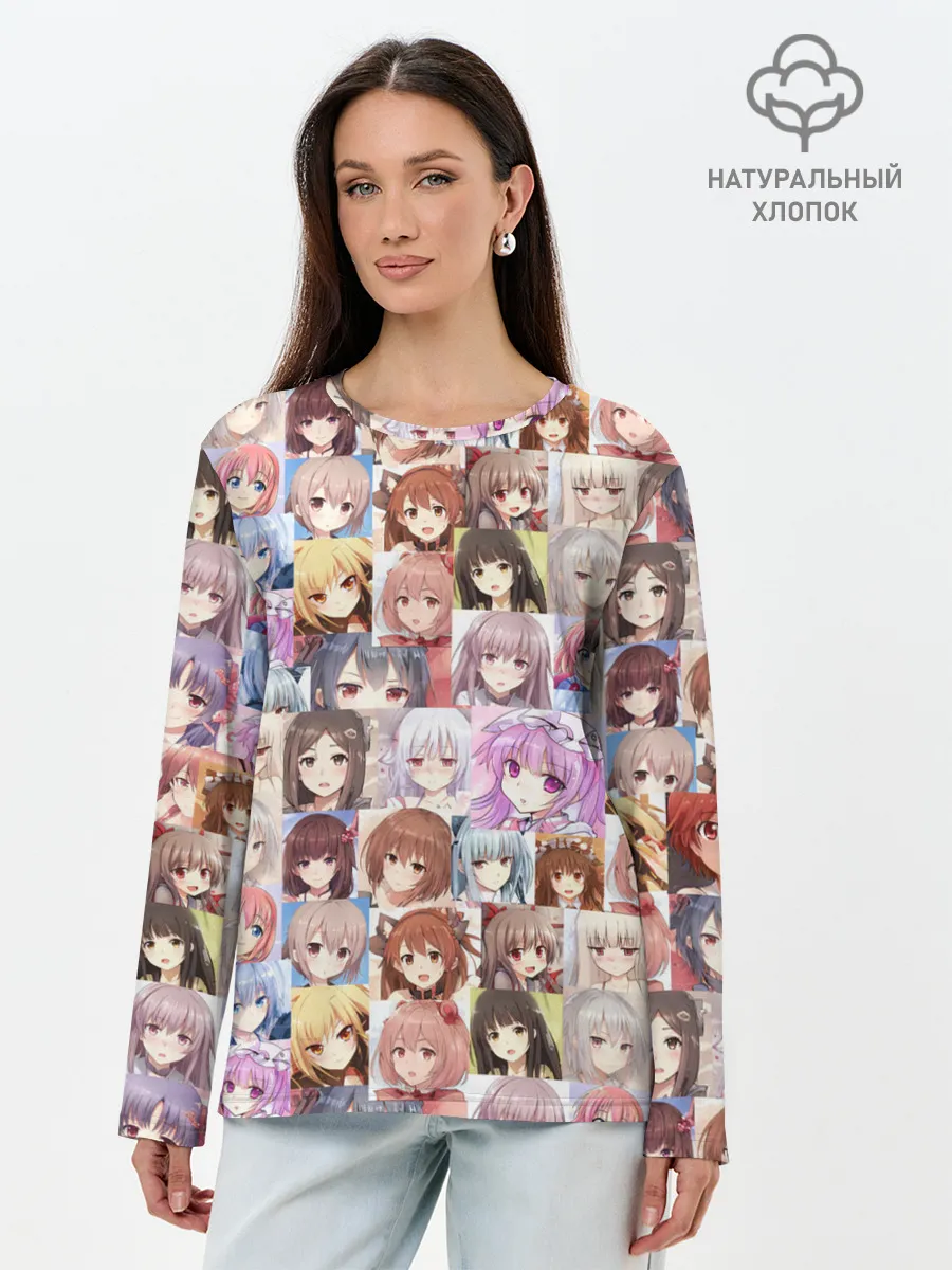 Лонгслив женский. Хлопок / MANY FACES OF ANIME GIRLS