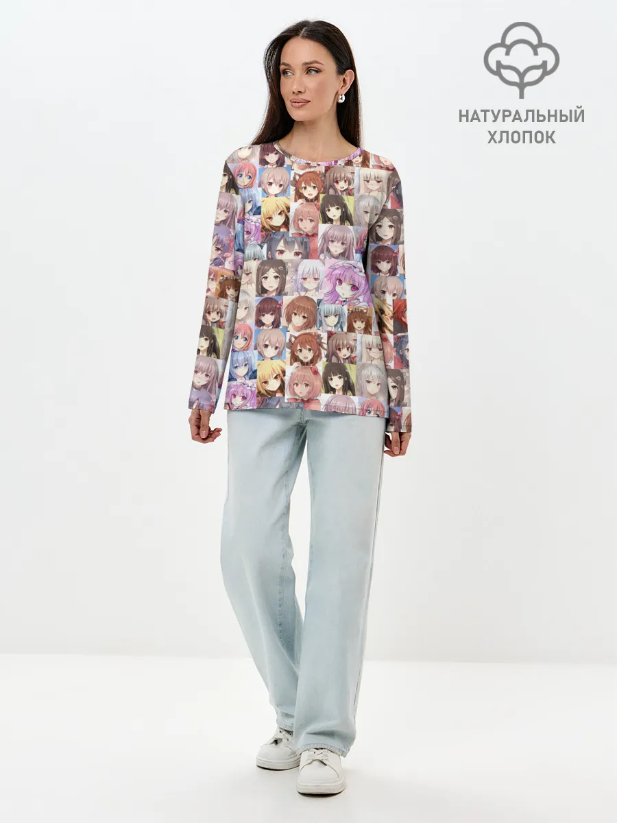 Лонгслив женский. Хлопок / MANY FACES OF ANIME GIRLS