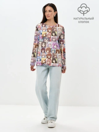 Лонгслив женский. Хлопок / MANY FACES OF ANIME GIRLS