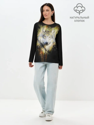 Лонгслив женский. Хлопок / Волчий тотем
