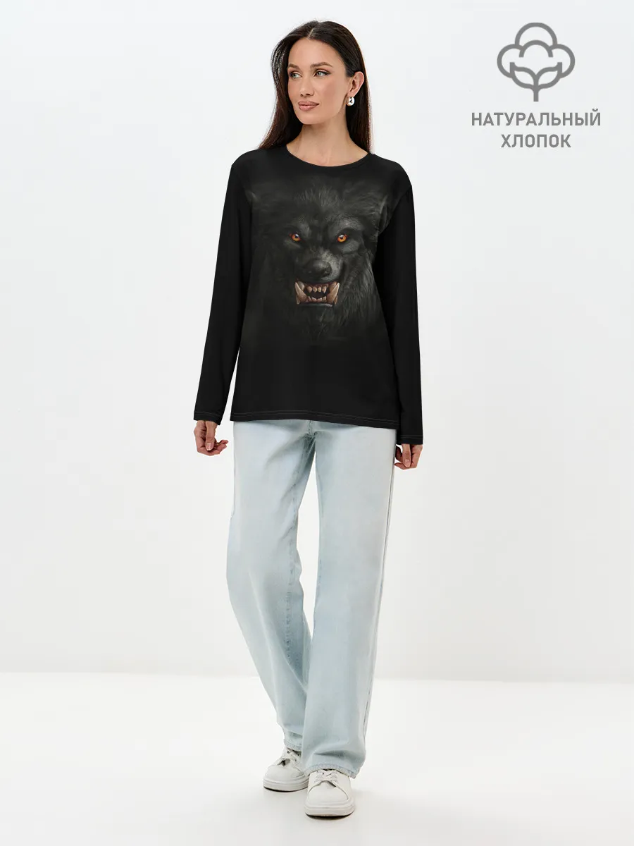 Лонгслив женский. Хлопок / Вервольф