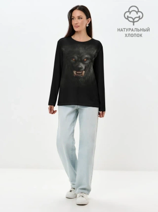 Лонгслив женский. Хлопок / Вервольф