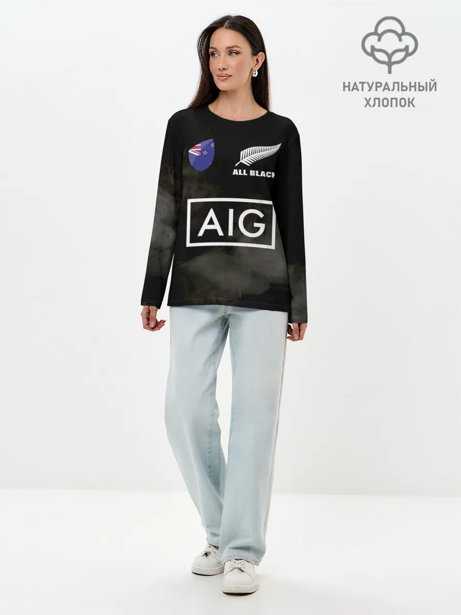 Лонгслив женский. Хлопок / ALL BLACKS
