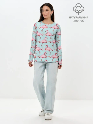 Лонгслив женский. Хлопок / Фламинго.