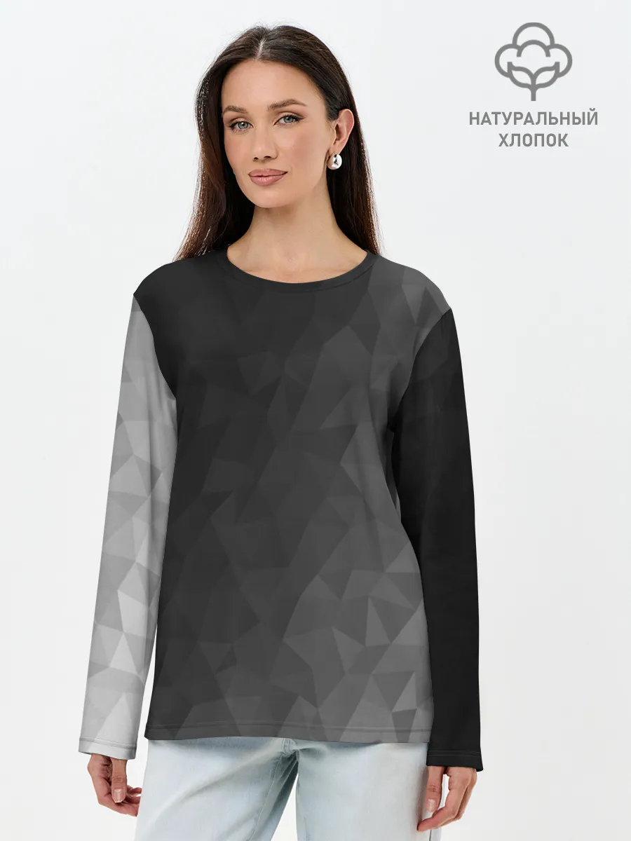 Лонгслив женский. Хлопок / Dark abstraction