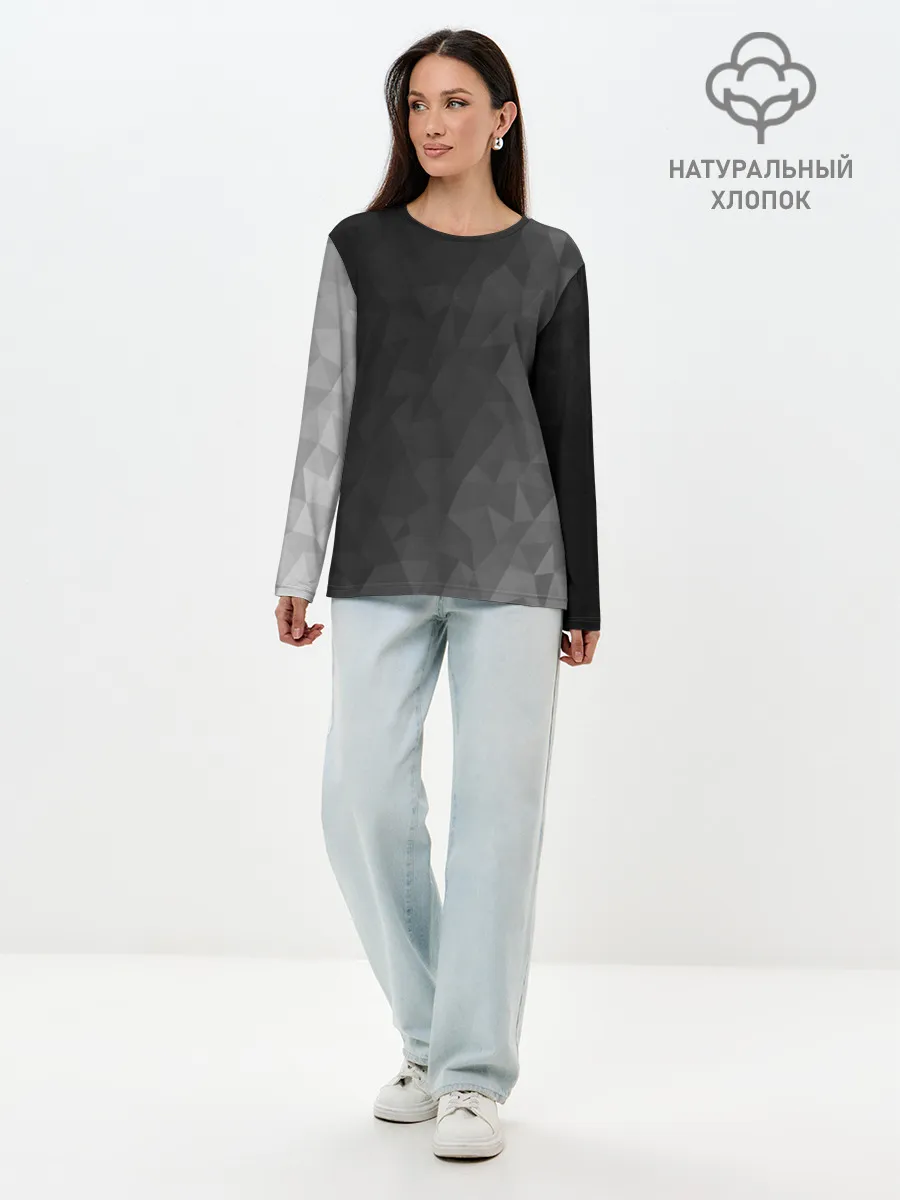 Лонгслив женский. Хлопок / Dark abstraction