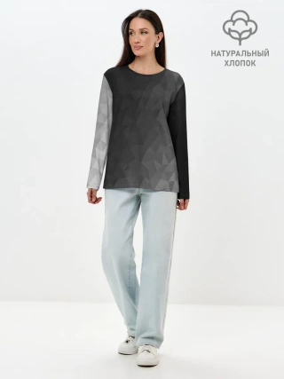 Лонгслив женский. Хлопок / Dark abstraction