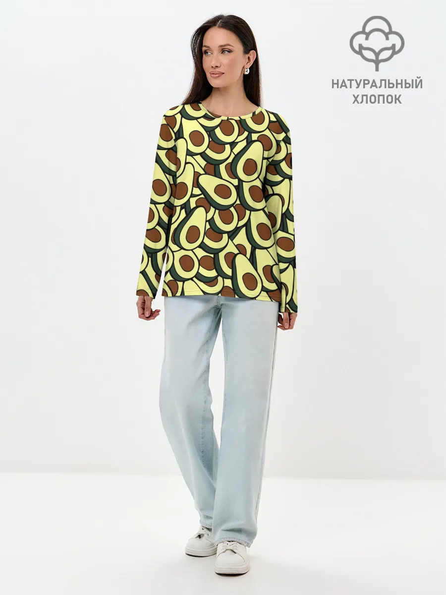 Лонгслив женский. Хлопок / Авокадо