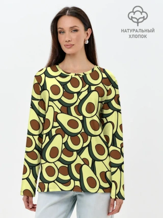 Лонгслив женский. Хлопок / Авокадо